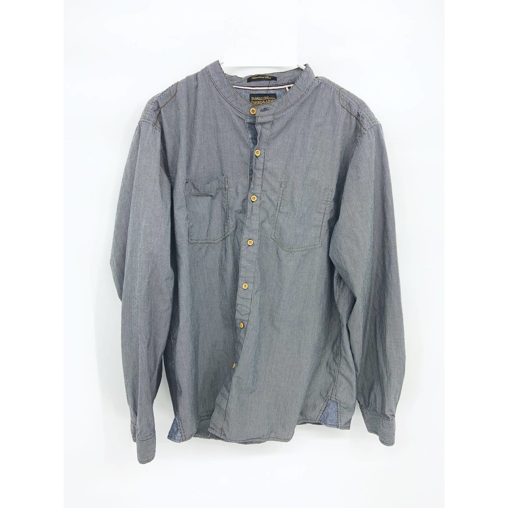 Los Angeles Third & Army Denim Pin Stripe LS Button Up Shirt Pockets Size XL